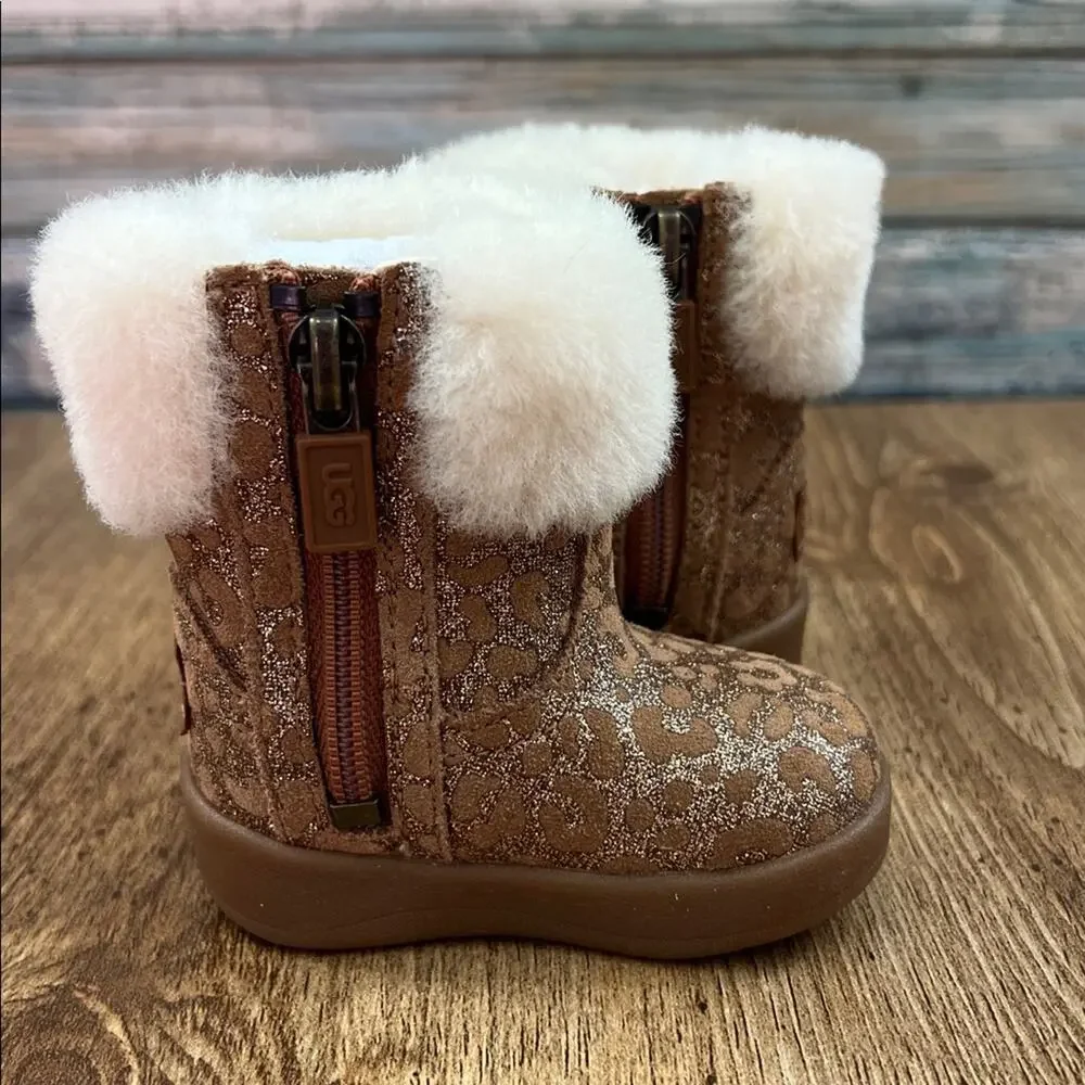 Ugg Baby Jorie II Glitter Leopard Booties Size 0/1